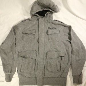 ELEMENT Gray Full Zip Hooded Jacket Sz SMALL Men